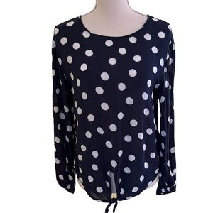 Three Dots Polka Dot Tie Front Blouse XS